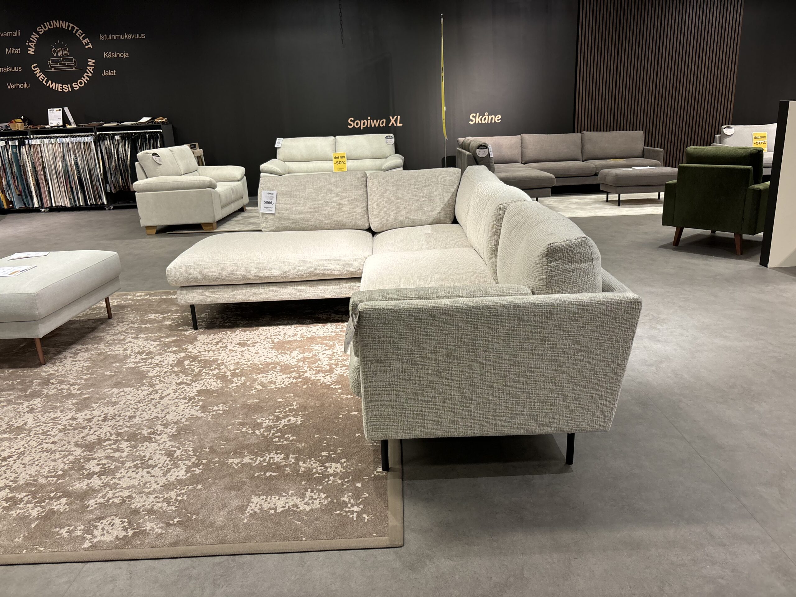MYYTY! Skandi avokulmasohva, myymälämalli